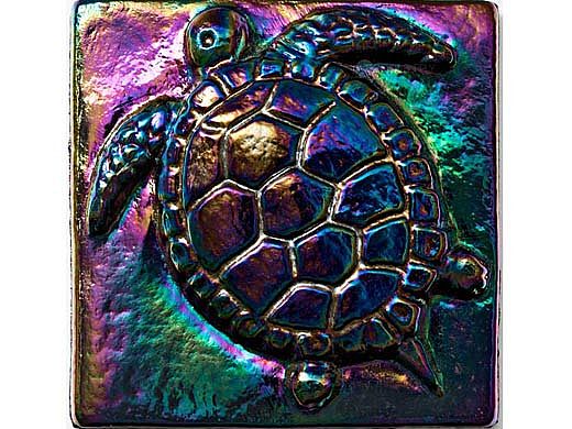 National Pool Tile Deco Accent Glass Tiles 4x4 Turtle | Rainbow | OCN