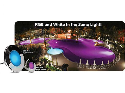 J&J Electronics ColorSplash XG-W Series RGB + White LED Pool Light Fixture | 12V Equivalent to 500W 150' Cord | LPL-F2CW-12-150-P