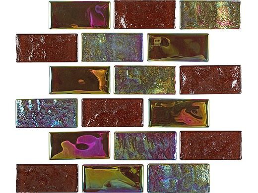 National Pool Tile Equinox 1x2 Glass Tile | Amber Rust | EQX-AUTUMN1X2