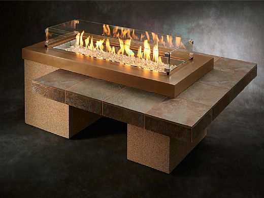 Outdoor GreatRoom Brown Uptown Linear Gas Fire Pit Table | UPT-1242-BRN