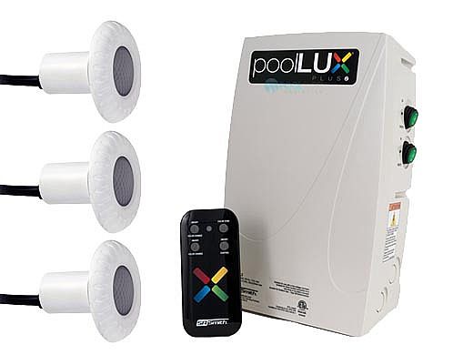 SR Smith poolLUX Plus2 Multi-Zone Wireless Lighting Control System with Remote | 120 Watt 120V Transformer | Includes 3 Kelo Light Kit | 3KE-PLX-PL2