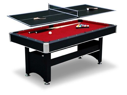 Hathaway Spartan 6-Ft. Pool Table with Table Tennis Top | Black with Red Felt | NG5031 BG50310