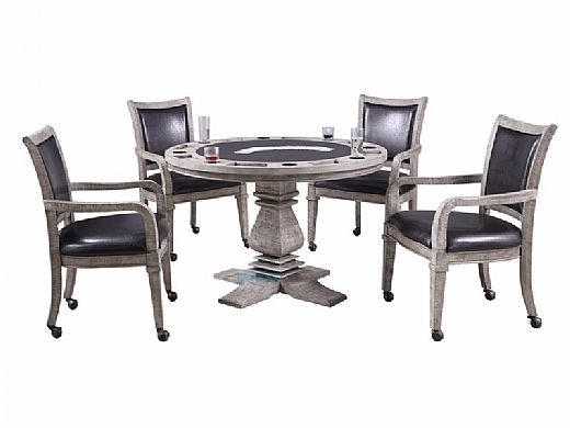Hathaway Montecito 2-In-1 Poker Table With 4 Chairs | Driftwood Finish | NG5019 BG5019