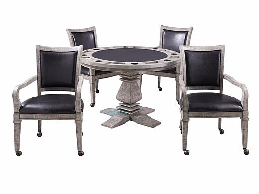 Hathaway Montecito 2-In-1 Poker Table With 4 Chairs | Driftwood Finish | NG5019 BG5019