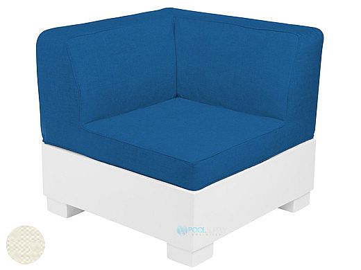 Ledge Lounger Affinity Collection Sectional | Corner Piece White Base | Oyster Standard Fabric Cushion | LL-AF-S-C-SET-W-STD-4642