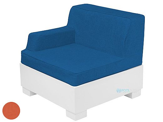 Ledge Lounger Affinity Collection Sectional | Right Armchair Piece White Base | Tuscan Premium 1 Fabric Cushion | LL-AF-S-RA-SET-W-P1-4677