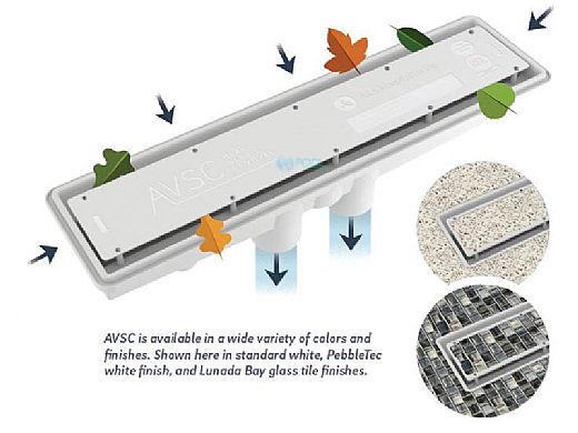 AVSC Dual Pebble Top Channel Drain White - Pentair In-Floor