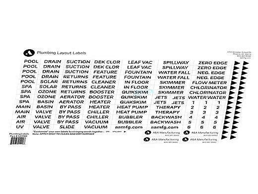 Pentair In-Floor formerly A&A Manufacturing Plumbing Labels | 523186 | 542583