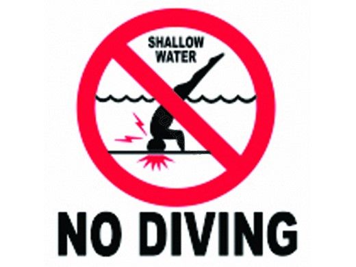 Inlays Depth Marker 6x6 Smooth Frost Proof Tile | NO DIVING Symbol | C611501