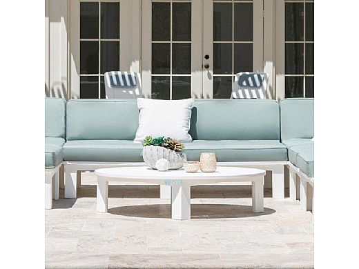 Ledge Lounger Mainstay Collection Outdoor Round Coffee Table | White | LL-MS-CT-RD-WH
