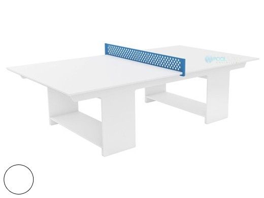 Ledge Lounger Outdoor Games Collection Ping Pong Table | White | White Paddles and Sky Blue Net | LL-GM-PG-WH-WH-SB
