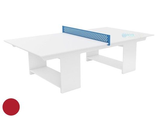 Ledge Lounger Outdoor Games Collection Ping Pong Table | Red | Paddles and Net | LL-GM-PG-RD