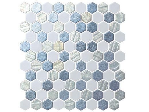 National Pool Tile Starburst Mosaic Glass Tile | Silver | STA-SILVER