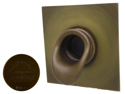 Black Oak Foundry Short Scupper with Square Backplate | Antique Brass / Bronze Finish | S65-AB | S69-Square-AB