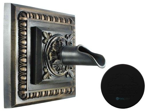 Black Oak Foundry Square Apollo Backplate with Oak Leaf Scupper | Almost Black Finish | S53-BLK