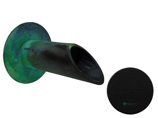 Black Oak Foundry 1.5" Deco Wall Scupper with Round Backplate | Almost Black Finish | S901-BLK