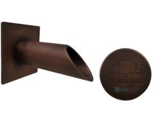 Black Oak Foundry 1.5" Deco Wall Scupper with Square Backplate | Distressed Copper Finish | S921-DC