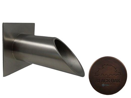 Black Oak Foundry 2" Deco Wall Scupper with Square Backplate | Distressed Copper Finish | S922-DC
