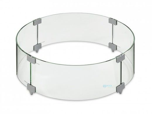 Outdoor GreatRoom Glass Wind Guard | Polished Aluminum Clips | 30" Round Tempered | GLASS GUARD-30-R