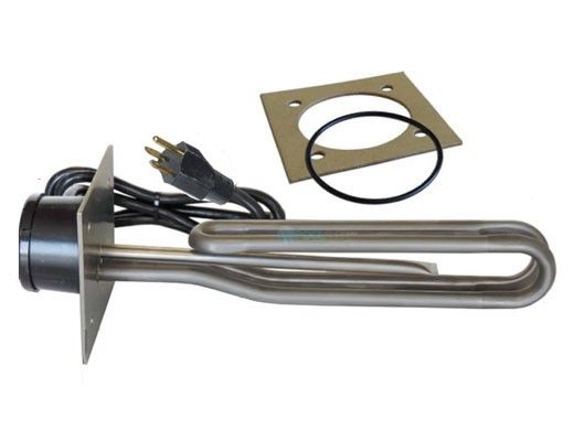 HydroQuip 11" Incoloy Flange Mounted Heater Element | 4" x 4" Plate with Nema Cord 36" | 1.5KW 120V | 12-1464-AC-K