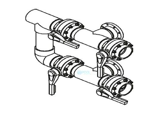 Waterco Manual 4-Valve 10" Commercial Manifold for Single Horizontal Vertical Filter with 10" Flange Ports | M4VFH10X10