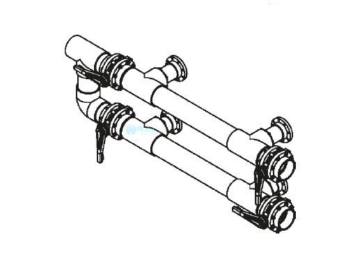 Waterco Manual 4-Valve 10" Commercial Manifold for Dual Side- by-Side Horizontal Filters with 8" Flange Ports | M4VFHD10X8