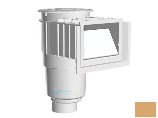 AquaStar Flow Star Skimmer with Water Stop Face, Float Assembly, Basket, Lid, Adjustable Collar and 4" Socket Sump | Tan | SKR108D