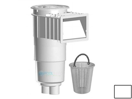 AquaStar Flow Star Skimmer with Flush Face, Float Assembly, Basket, Lid, Adjustable Collar and 9" Ultra Basket | White | SKR201-L