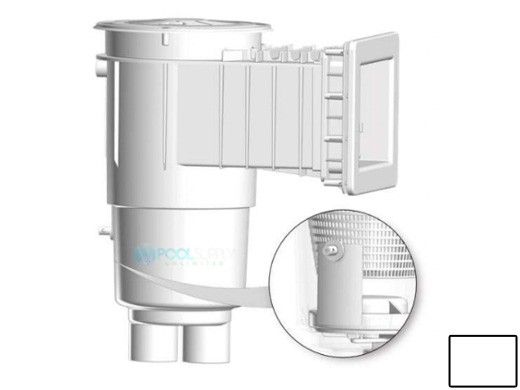 AquaStar Flow Star Water Bonded Skimmer with 5" Deep Throat, Float Assembly, Basket, Lid and Adjustable Collar for Fiberglass with 9" Ultra Basket | White | SKRFL12B101-L