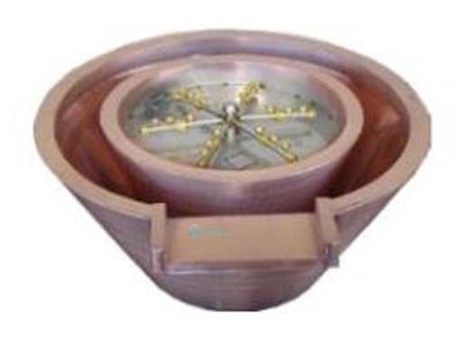 Bobe Artisian Series Round Water + Fire Bowls Original Lip | Manual Ignition Natural Gas | 32" X 12" | Hammered Copper | RPPMFRHHA-32-NG