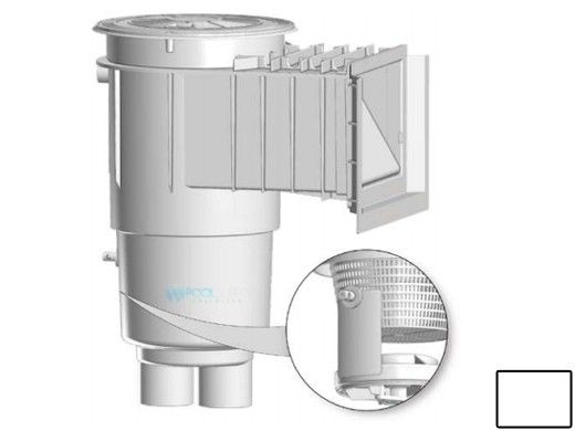 AquaStar Flow Star Water Bonded Skimmer with Water Stop Face, Float Assembly, Basket, Lid and Adjustable Collar with 9" Ultra Basket | White | SKR15101-L