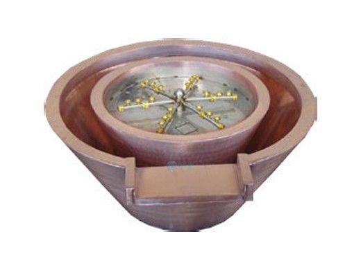 Bobe Artisian Series Round Water + Fire Bowl Extended Lip | Automatic Ignition Natural Gas | 32" X 12" | Copper | RCPPMDFWC-32-NG