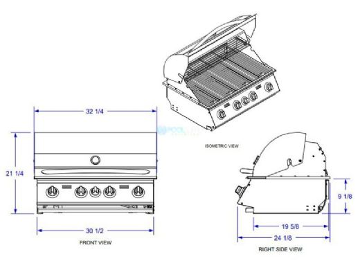 Bullet By Bull 4-Burner Stainless Steel Built-In Natural Gas Grill | 86329
