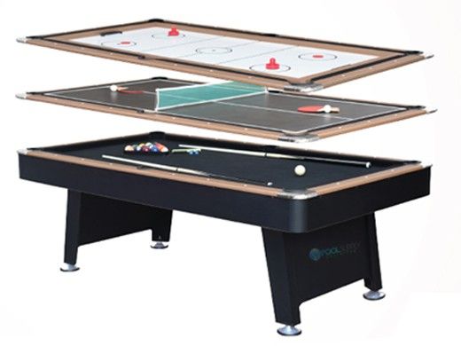Hathaway Stafford 7-Foot Billiards Table with Table Tennis Top, Glide Hockey Top and Cue Rack | BG50349