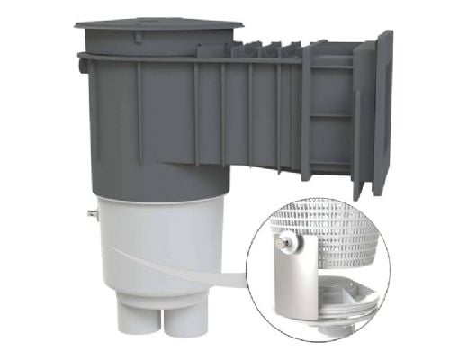 AquaStar Flow Star Water Bonded Skimmer with Narrow 9" Deep Throat, Float Assembly, Basket, Lid and Adjustable Collar for Vinyl/Fiberglass | White | SKRVFL18101