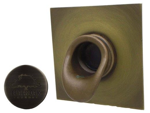 Black Oak Foundry Short Scupper with Square Backplate | Brushed Pewter Finish | S65-BP | S69-Square-BP
