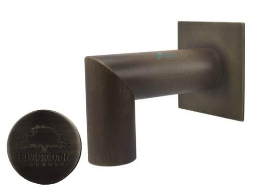 Black Oak Foundry 1.5" Deco 90 Degree Downspout with Square Backplate | Brushed Pewter Finish | S943-BP