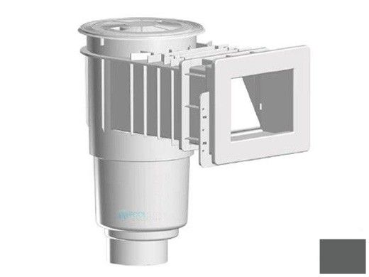 AquaStar Flow Star Skimmer with Narrow 9" Deep Throat, Float Assembly, Lid, Adjustable Collar and 4" Socket Sump for Fiberglass | Dark Gray | SKRFFL3N105D