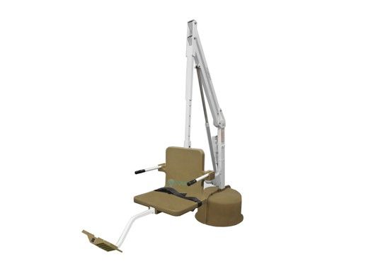Aqua Creek Revolution Deep Draft Pool Lift with Spa Arm | No Anchor | White Powder Coat with Tan Seat | F-702RLSDD-T