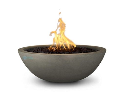 The Outdoor Plus 27" Sedona Concrete Fire Bowl | 12V Electronic Ignition - Natural Gas | Ash | OPT-27RFOE12V-ASH-NG