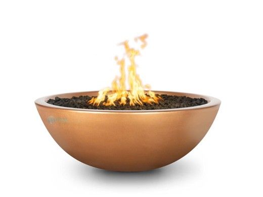 The Outdoor Plus 27" Sedona Concrete Fire Bowl | 12V Electronic Ignition - Natural Gas | Copper | OPT-27RFOE12V-MCP-NG