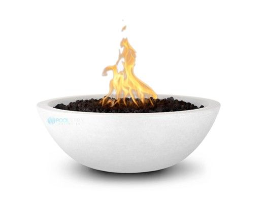 The Outdoor Plus 27" Sedona Concrete Fire Bowl | 12V Electronic Ignition - Natural Gas | Limestone | OPT-27RFOE12V-LIM-NG
