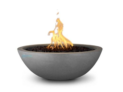 The Outdoor Plus 27" Sedona Concrete Fire Bowl | 12V Electronic Ignition - Natural Gas | Natural Gray | OPT-27RFOE12V-NGY-NG