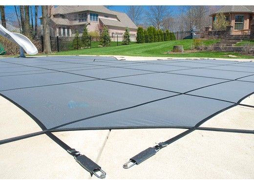 GLI 12-Year Secur-A-Pool Mesh Safety Cover | Rectangle 20' x 40' Gray | 202040RESAPGRY