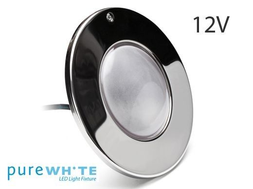 J&J Electronics PureWhite LED Pool Light HI Series | 12V Warm White Equivalent to 500W 30' Cord | LPL-F3W-12-30-P27