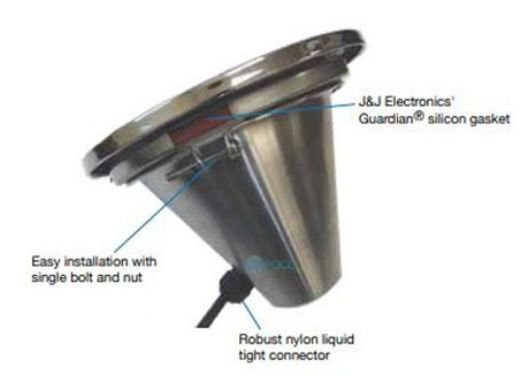 J&J Electronics Incandescent Pool Light Fixture | 100W 12V 50' Cord | TPL-P12-100-50