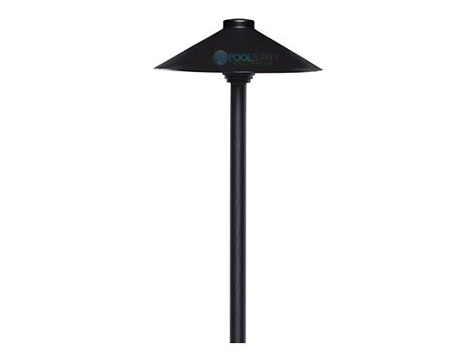 Sollos Straight Hat LED Path Light Fixture | 9" Hat 15" Stem | Arquitectural Aluminum - Textured Black | PSH090-TB-15 914028