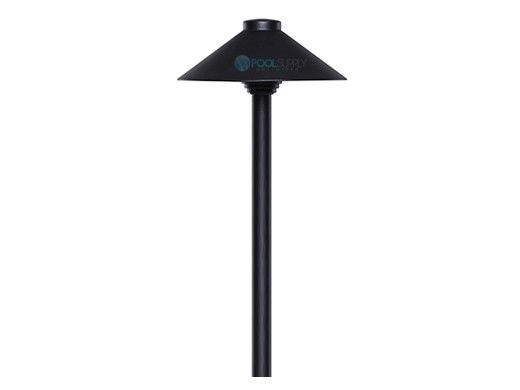 Sollos Straight Hat LED Path Light Fixture | 7.5" Hat 18" Stem | Arquitectural Aluminum - Textured Black | PSH075-TB-18 911035