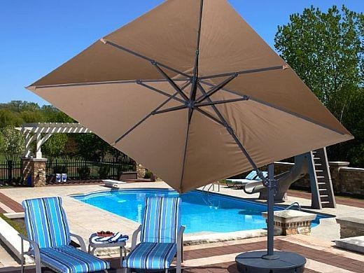 Santorini II Cantilever Umbrella | 10ft Square | Sunbrella Acrylic Blue | NU6080