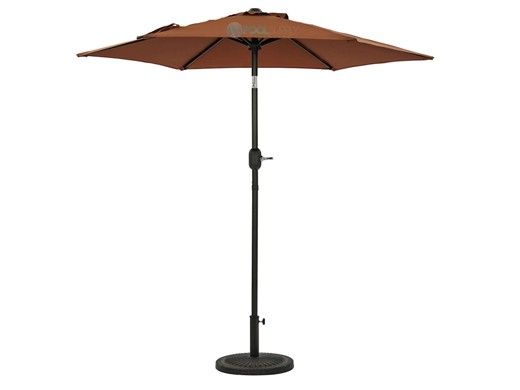 Bistro Market Umbrella | 7.5-ft Hexagonal | Coffee Polyester Fabric | NU6829